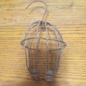 Vintage Industrial Wire Light Cage in Brown